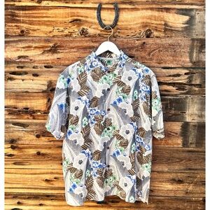 TOMMY BAHAMA | Hawaiian 100% Silk Japanese Floral Button Down Shirt L
